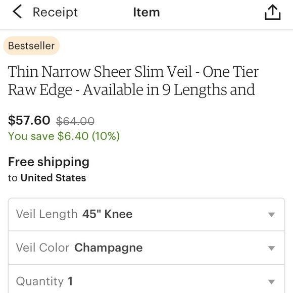 One Tier Raw Edge Veil - Picture 2 of 4